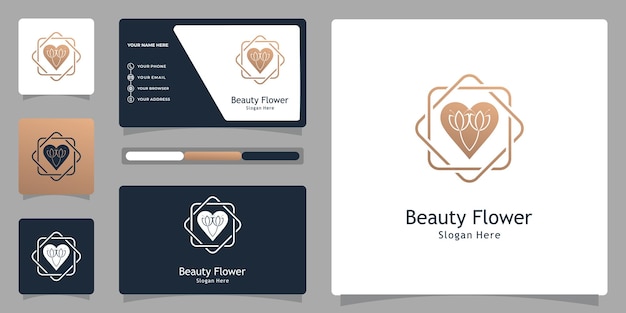 Beauty Love Flower Logo Design Z Wizytówką