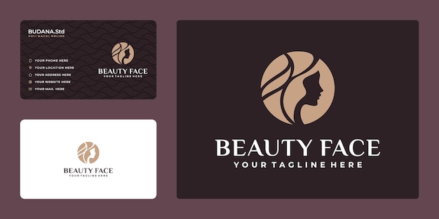 Beauty Woman Salon Fryzjerski Złoty Projekt Logo I Wizytówka