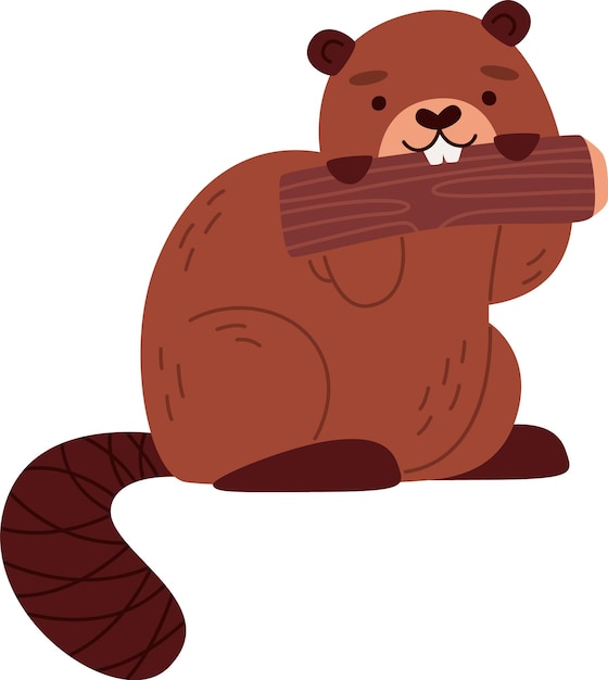 Plik wektorowy beaver jedzący drewno