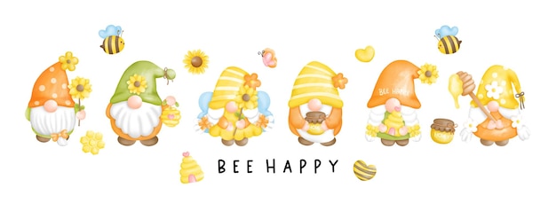 Bee Gnome Bee Happy Banner Kartka Z życzeniami