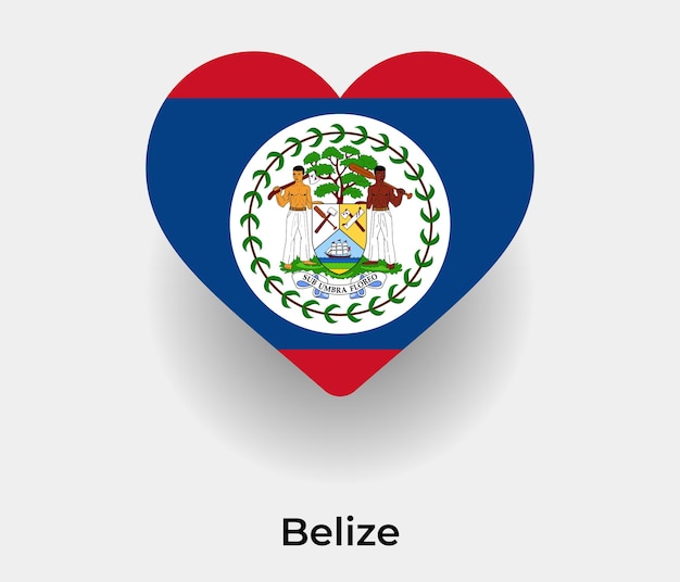 Belize Flaga Kształt Serca Ikona Ilustracja Wektorowa