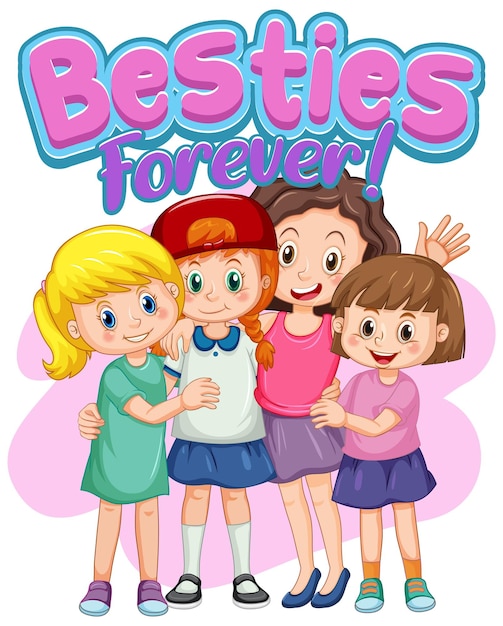 Plik wektorowy besties forever typografia logo z dziećmi