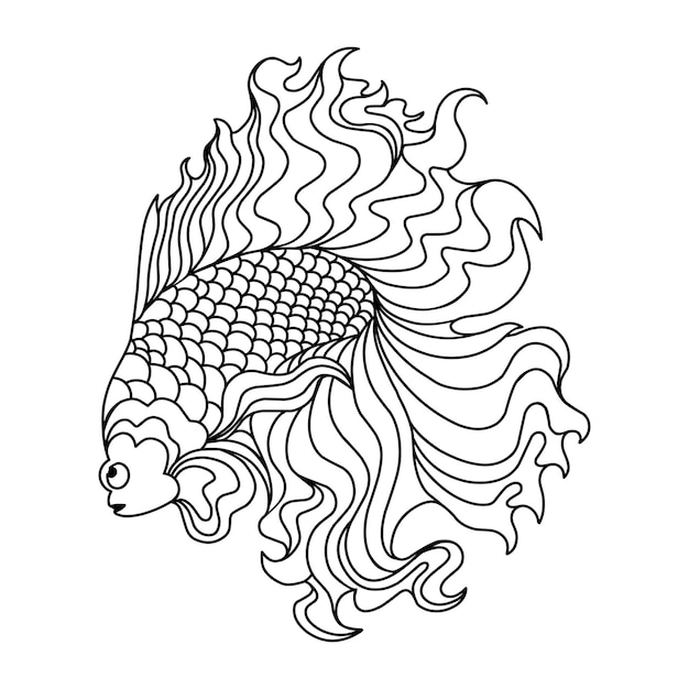 Betta Ryba Grafika Liniowa Logo Maskotki