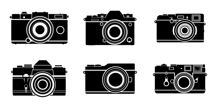 Wektor bezlustrzany zestaw kamery cyfrowej do fotografii