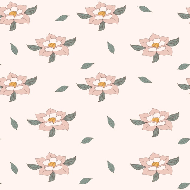 Plik wektorowy beżowy kwiatowy wzór z liśćmi retro dekoracyjny botaniczny moda tkanina tło wektor ilustracja w stylu wyciągnąć rękę kwiatowy wzór na papierową okładkę tkaniny wystrój wnętrz