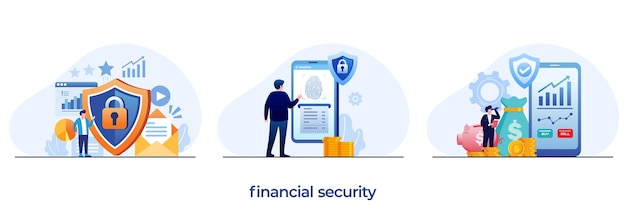Bezpieczeństwo Finansowe Haker Bezpieczeństwo Transakcja Portfel Inwestycje Oszczędzanie Płaski Wektor Ilustracja