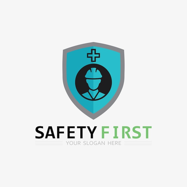 Bezpieczeństwo Pierwsze Logo Ikona Wektor Projekt I Ilustracja Znak Graficzny