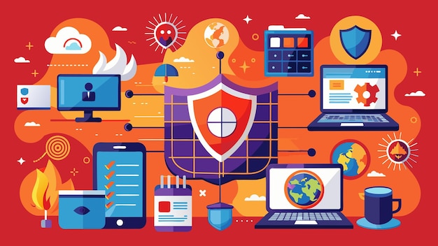 Bezpieczeństwo sieci firewall grafika wektorowa ilustracja format pliku źródłowego EPS ikona skalowania bez strat
