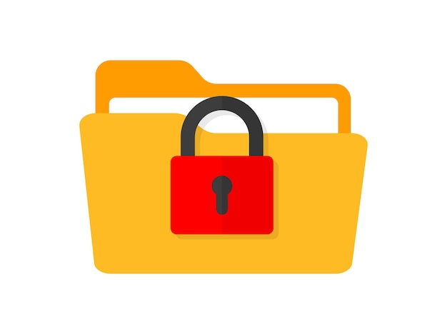 Bezpieczny Folder Plików Z Papierowymi Dokumentami, Zablokowana Ikona Wektora Ochrony Prywatności