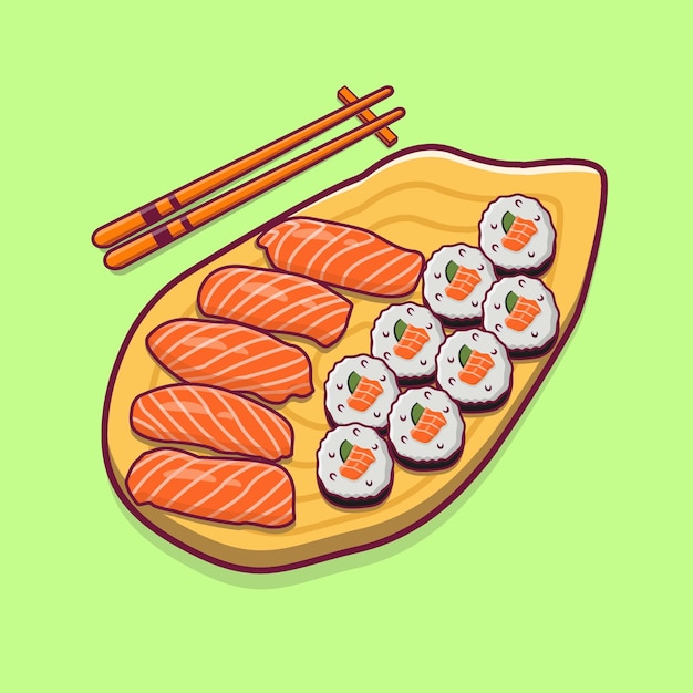 Plik wektorowy bezpłatna ilustracja jedzenia łososia wektorowego maguro dla japońskiego menu restauracji lub szablonu plakatu banerowego