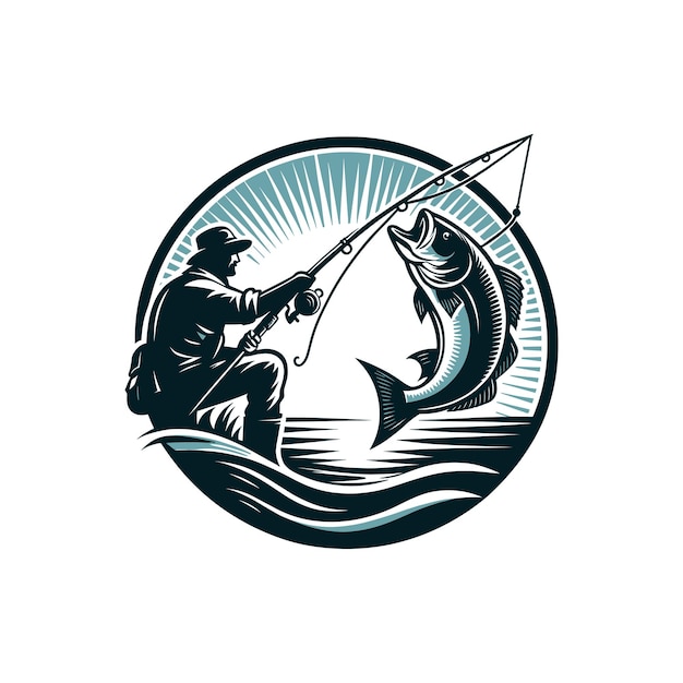 Bezpłatne logo wektora mężczyzny łowiącego ryby wędką