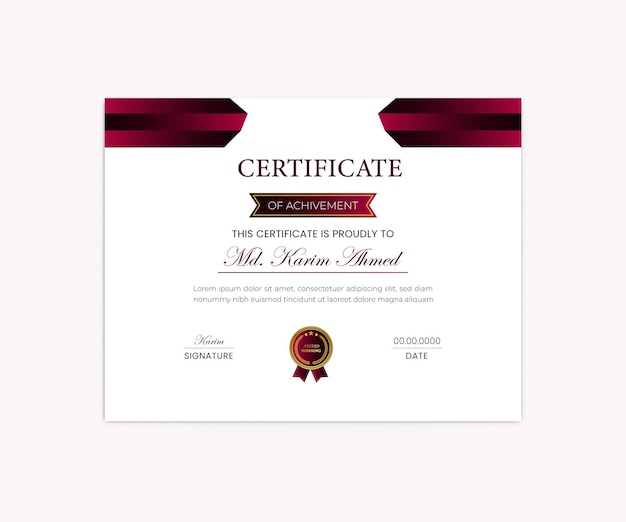 Plik wektorowy bezpłatny szablon certyfikatu luksusowego czerwonego wektora