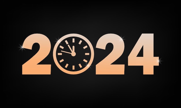 Bezpłatny Wektor 2024 nowy rok tło projektowanie tapety