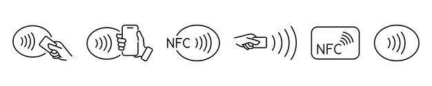 Plik wektorowy bezprzewodowa płatność nfc (contactless nfc payment) - płatność nfc za pomocą smartfonu, bezprzewodowej płatności za pomocą karty kredytowej, bezkontaktowej płatności za pomocą telefonu komórkowego.