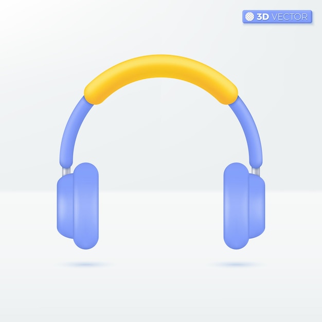 Bezprzewodowe słuchawki ikona symbole muzyka Gadżet audio słuchanie koncepcji urządzenia elektronicznego 3D wektor na białym tle projekt ilustracja Kreskówka pastel Minimalny styl Można użyć do reklamy drukowanej ux ui