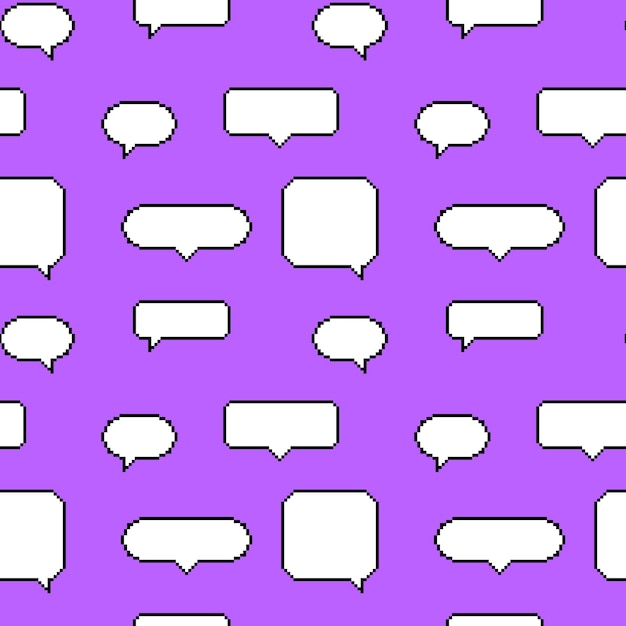 Bezszelestny wzór pikselowanych okna dialogowe w stylu 8-bitowym na jasnopurpurowym tle Popup
