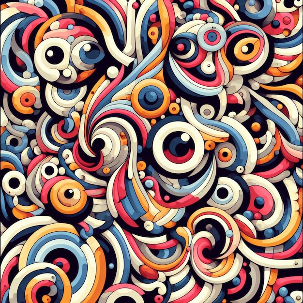 Plik wektorowy bezszwodowa fantazja hippie kolorowy projekt dzieło sztuki retro wzór ilustracji wektorowej emoji tapeta