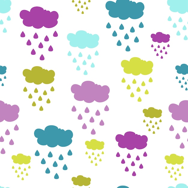 Plik wektorowy bezszwowa kropla deszczu z kolorową chmurą