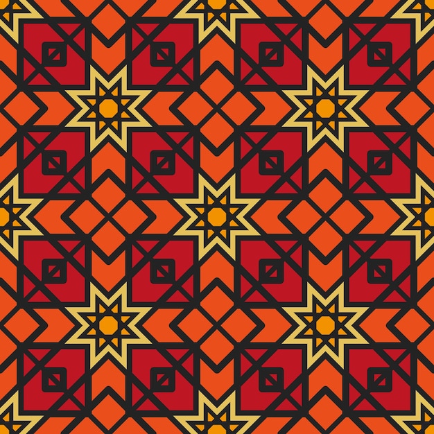 Bezszwowa tekstura z czerwonym arabskim ornamentem Wektor orientalny geometryczny wzór mozaiki