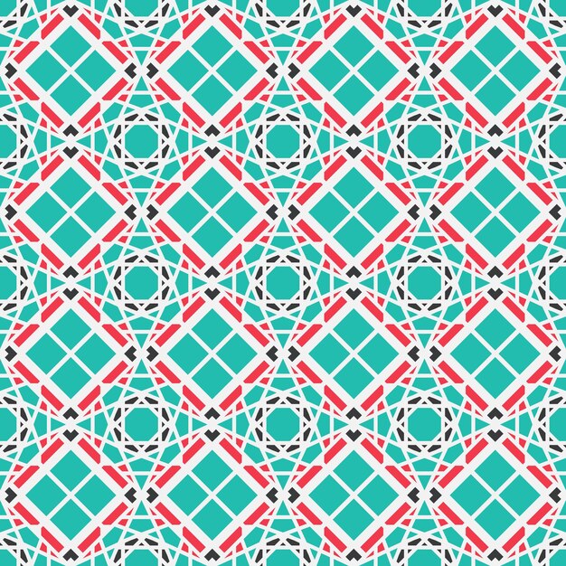Bezszwowa tekstura z kolorowym arabskim ornamentem geometrycznym Wektorowy wzór mozaiki z naprzemiennymi elementami dekoracyjnymi