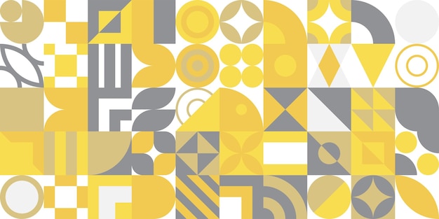 Bezszwowe Bauhaus streszczenie tło wektor. Retro wzór geometryczny. Mozaika o prostych kształtach.