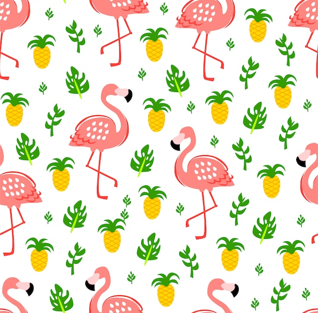bezszwowe flamingo wzór na białym tle