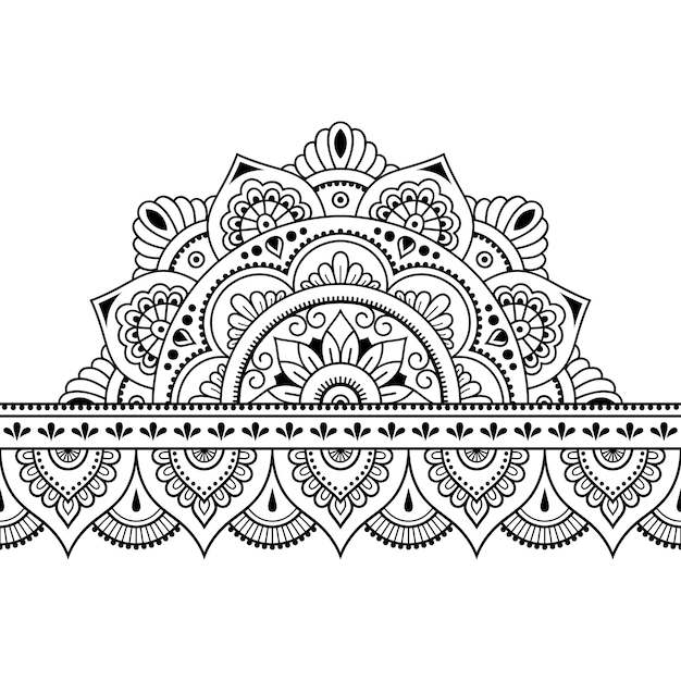 Bezszwowe Granice Z Mandali Do Zastosowania Projektowego Henny Mehndi I Tatuażu Dekoracyjny Wzór W Etnicznym Orientalnym Stylu Indyjskim Doodle Ornament Zarys Ręcznie Rysować Ilustracji Wektorowych