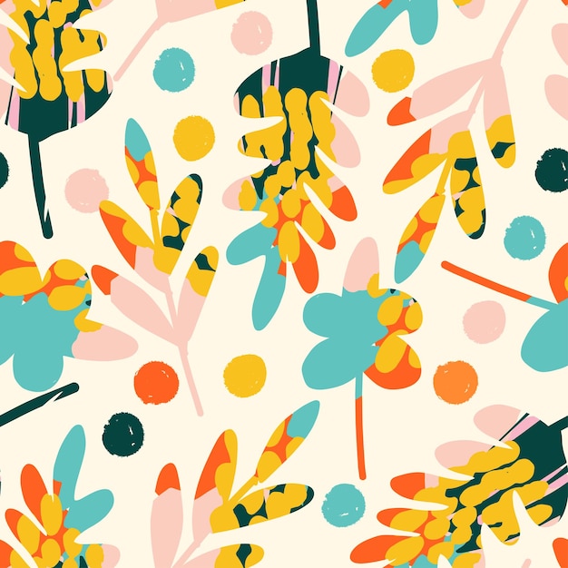 Bezszwowe Lato Ręcznie Rysowane Kolorowe Liście Wzór Tła Kartkę Z życzeniami Lub Tkaniny