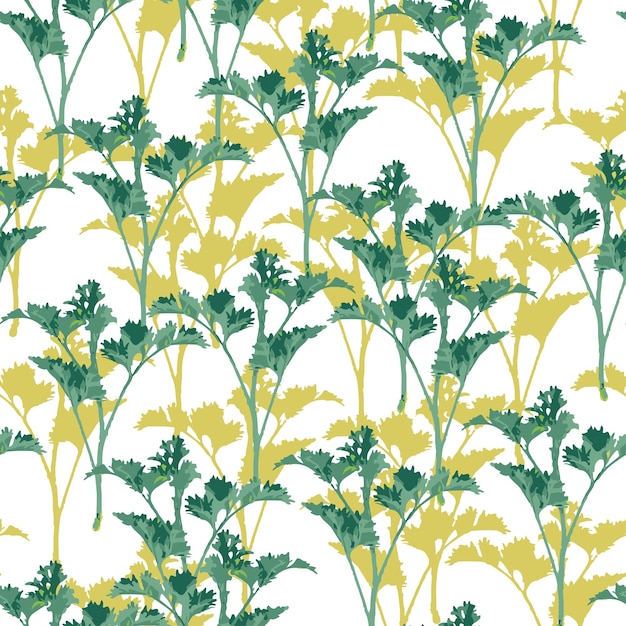 Plik wektorowy bezszwowe mieszane zielone i żółte liście wzór tła kartkę z życzeniami lub tkaniny