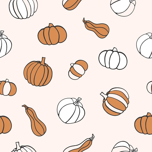 Bezszwowe Pattern.pumpkin Jasnym Tle. Ilustracja Wektorowa