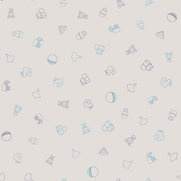 Bezszwowe ręcznie rysowane doodle wzór z zabawkami Ilustracja wektorowa dla tła projektowanie stron internetowych elementy projektu tekstylne wydruki obejmuje kartki z życzeniami