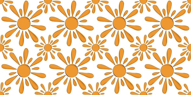 Bezszwowe Słońce Wzór Lub Sztuka żółty Kwiat. Wzór Dla Dzieci. Ręcznie Rysowane Lub Bazgroły.
