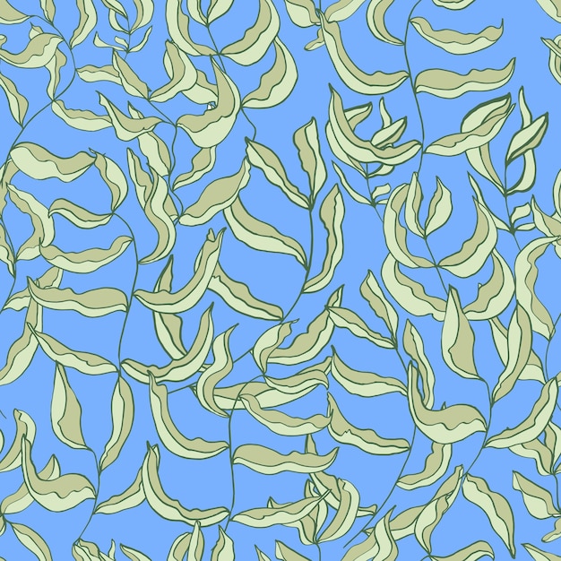 Bezszwowe tło wektorowe z liśćmi Prosty rysunek wektorowy Grafika ręczna Stylowa ilustracja vintage Projektant tapety tkaniny opakowania pocztowe