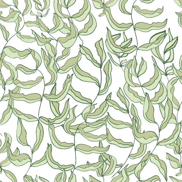 Bezszwowe Tło Wektorowe Z Liśćmi Prosty Rysunek Wektorowy Grafika Ręczna Stylowa Ilustracja Vintage Projektant Tapety Tkaniny Opakowania Pocztowe