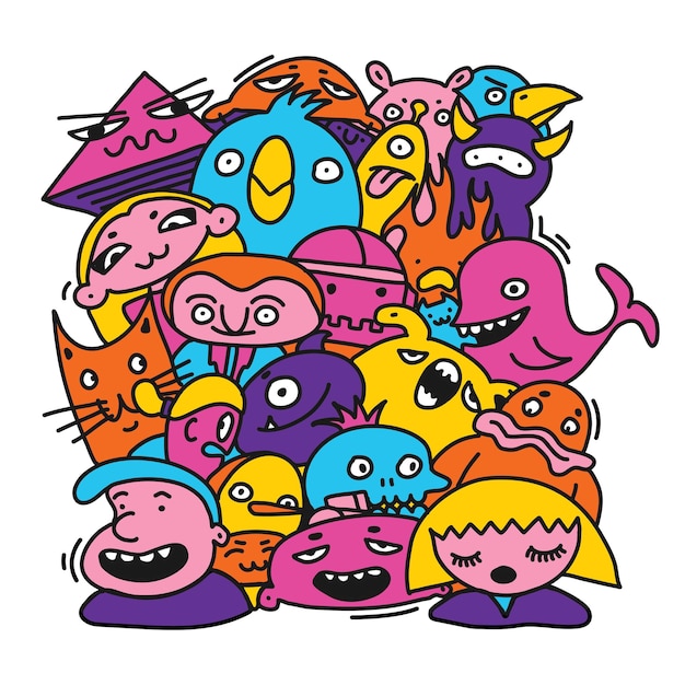 Bezszwowe tło wzór dziecko potwory znaków wektor ilustracja rysunki stylu cartoon