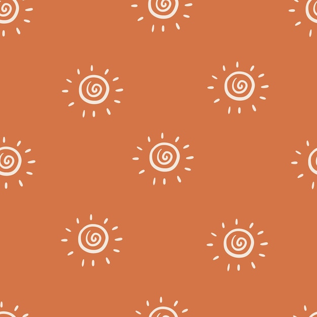 Bezszwowe tło wzór neutralny płci słońce. Kapryśny, minimalistyczny, ziemisty 2-tonowy kolor. przedszkole dla dzieci