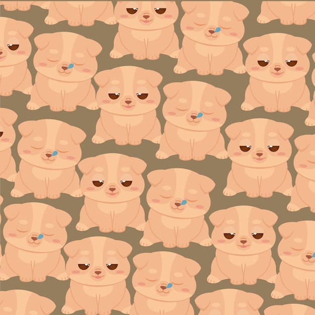 Bezszwowe tło wzór z ilustracji wektorowych awatary emoji psa
