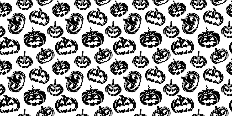 Wektor bezszwowe tło z czarnymi dyniami ilustracja wektorowa na halloween