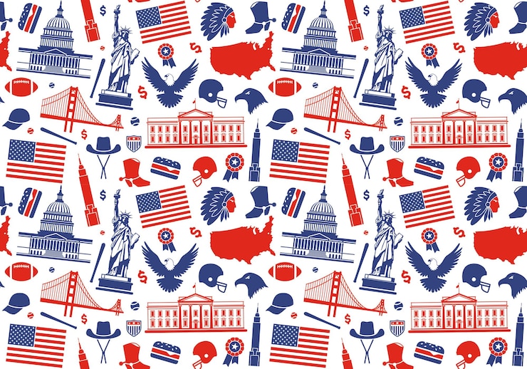 Wektor bezszwowe tło z symbolami usa