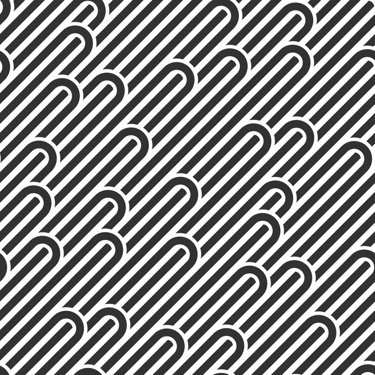 Wektor bezszwowe wektor liniowy geometryczny wzór minimalistyczny, abstrakcyjne linie dachówka tło, prążkowane tkanie, labirynt optyczny, skręcone paski. czarno-biały projekt.