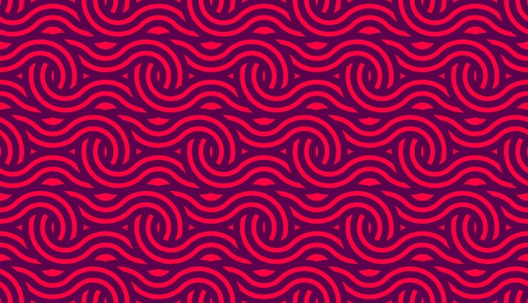 Wektor bezszwowe wektor liniowy geometryczny wzór minimalistyczny, abstrakcyjne linie dachówka tło, prążkowane tkanie, labirynt optyczny, skręcone paski. kolor czerwony.
