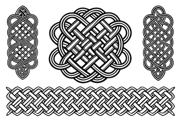 Bezszwowe włókna celtyckie wzory węzłowe irlandzkie granice i ozdoby ilustracja wektorowa kolekcji