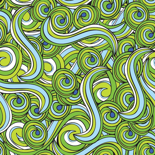 Plik wektorowy bezszwowy abstrakcyjny wzór rysowane ręcznie - zielone tło - wektor