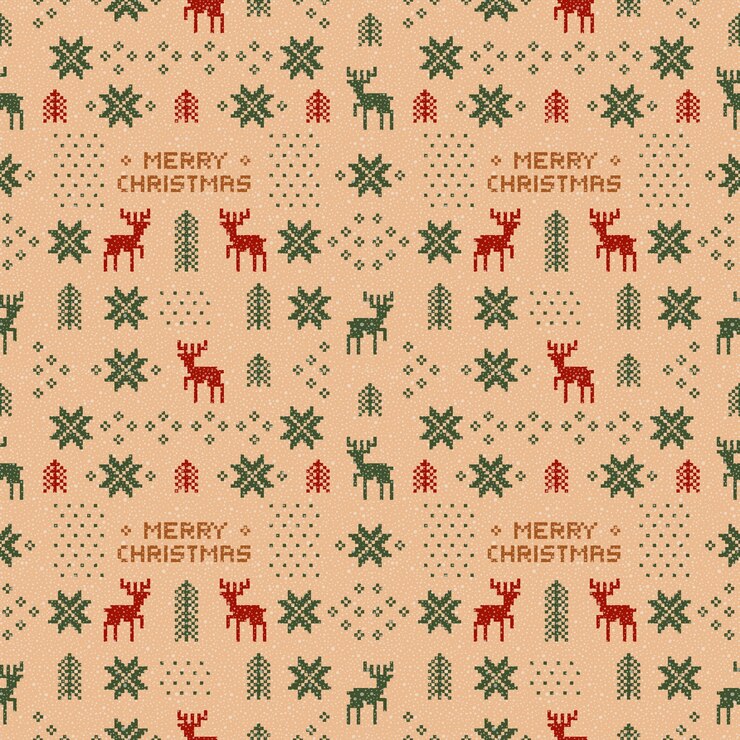 Wektor bezszwowy brown retro boże narodzenie wzór z deers