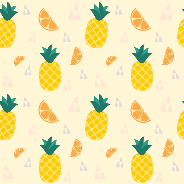 Bezszwowy Deseniowy Ananas I Pomarańcze