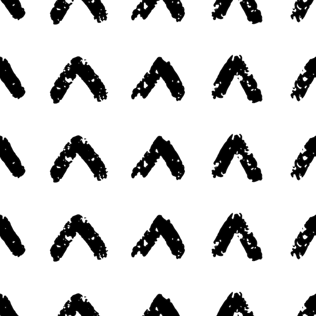 Bezszwowy Geometryczny Wzór Z Trójkątami Grunge Atrament Brudne Strzałki Tekstura Czarna Farba Suchy Pędzel