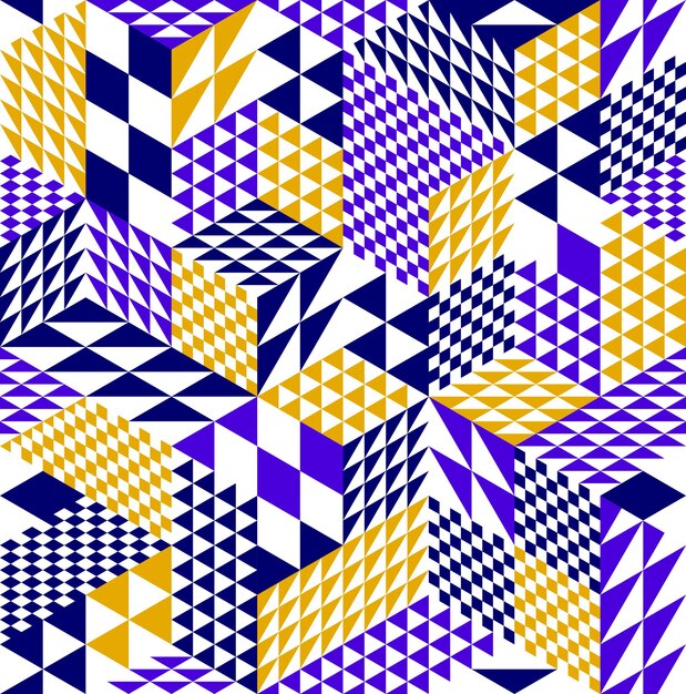 Bezszwowy izometryczny romb i trójkąty geometryczny wzór, kostki 3D wektor płytki tła, architektura i budownictwo, projektowanie tapet.