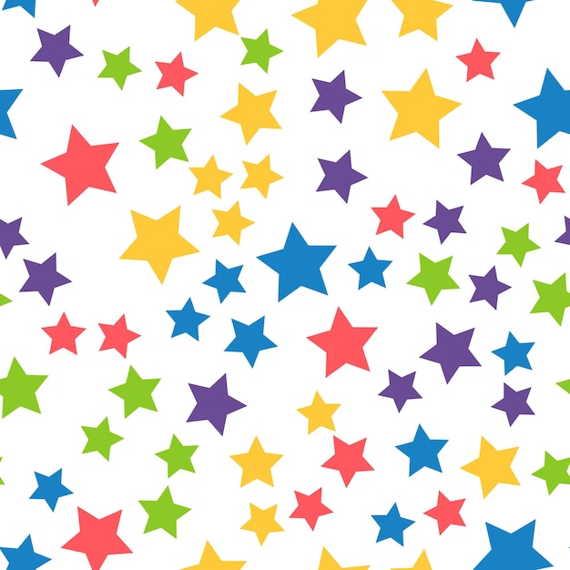 Plik wektorowy bezszwowy powtarzający się wzór żółto-niebiesko-zielonych czerwonych gwiazd na tekstylne papiery tekstylne