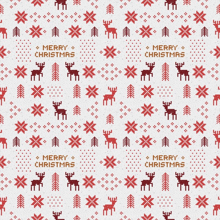 Wektor bezszwowy retro czerwony boże narodzenie wzór z deers