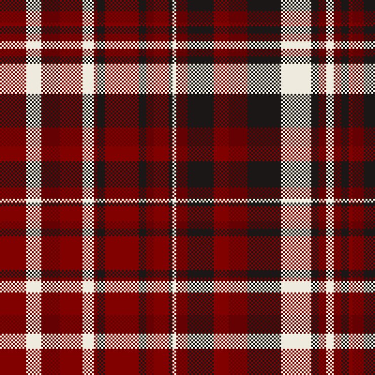 Bezszwowy wektorowy tartan z wzorem tła w plakacie z teksturą tkaniny w kolorach marońskim i czarnym